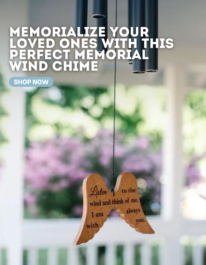Memorial Wind Chimes with Angel Wings